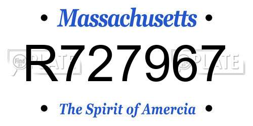R727967 Massachusetts License Plate