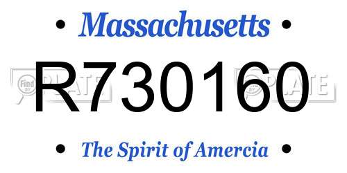 R730160 Massachusetts License Plate