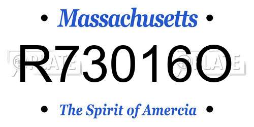 R73016O Massachusetts License Plate