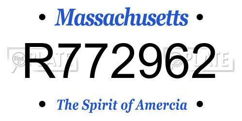 R772962 Massachusetts License Plate