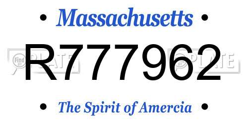 R777962 Massachusetts License Plate