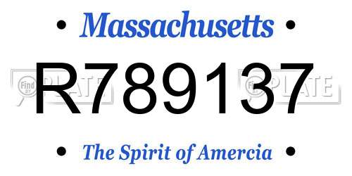 R789137 Massachusetts License Plate