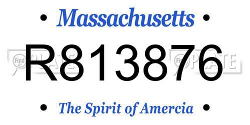 R813876 Massachusetts License Plate