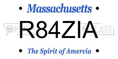 R84ZIA Massachusetts License Plate