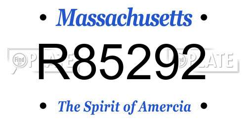 R85292 Massachusetts License Plate