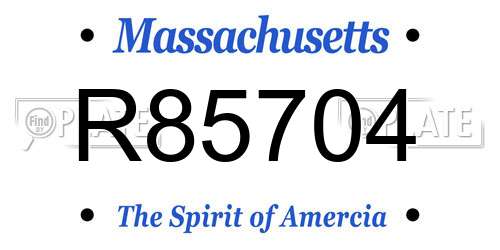 R85704 Massachusetts License Plate