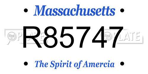 R85747 Massachusetts License Plate
