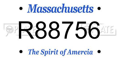 R88756 Massachusetts License Plate