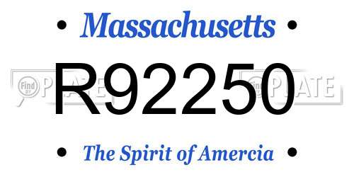 R92250 Massachusetts License Plate