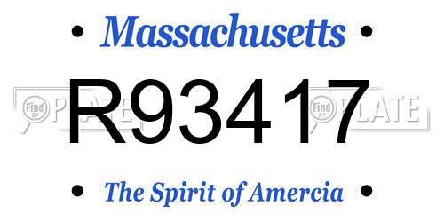 R93417 Massachusetts License Plate