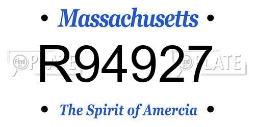 R94927 Massachusetts License Plate