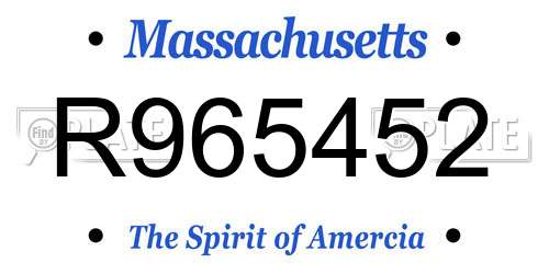 R965452 Massachusetts License Plate
