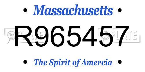 R965457 Massachusetts License Plate