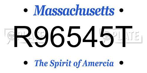 R96545T Massachusetts License Plate