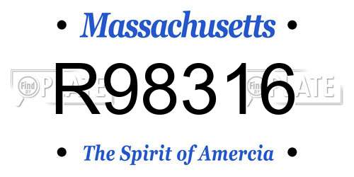 R98316 Massachusetts License Plate