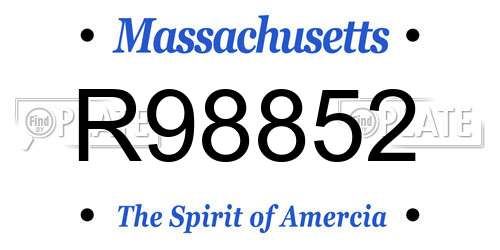 R98852 Massachusetts License Plate