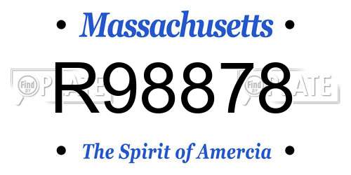 R98878 Massachusetts License Plate