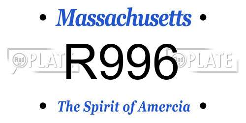 R996 Massachusetts License Plate