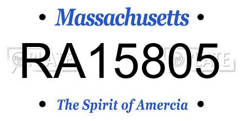 RA15805 Massachusetts License Plate