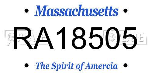 RA18505 Massachusetts License Plate