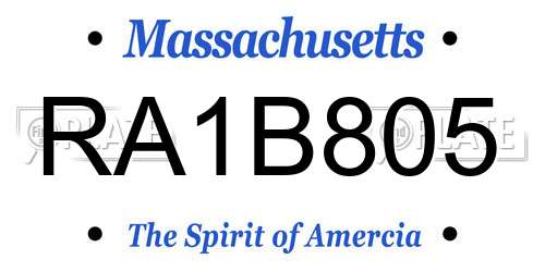 RA1B805 Massachusetts License Plate