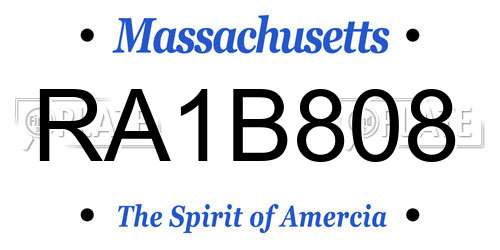 RA1B808 Massachusetts License Plate