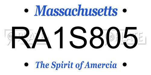 RA1S805 Massachusetts License Plate