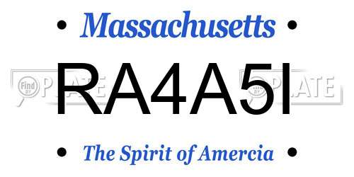 RA4A5I Massachusetts License Plate