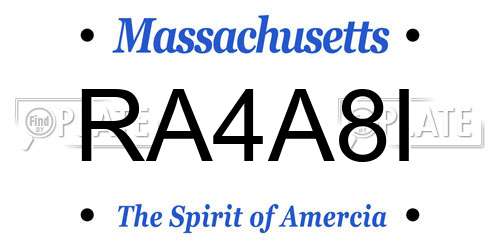 RA4A8I Massachusetts License Plate