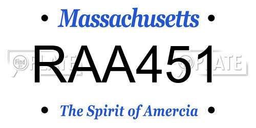 RAA451 Massachusetts License Plate