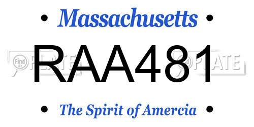 RAA481 Massachusetts License Plate