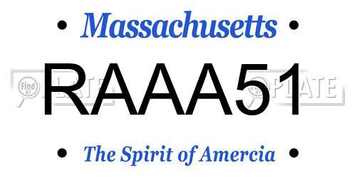 RAAA51 Massachusetts License Plate