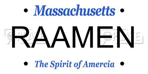 RAAMEN Massachusetts License Plate