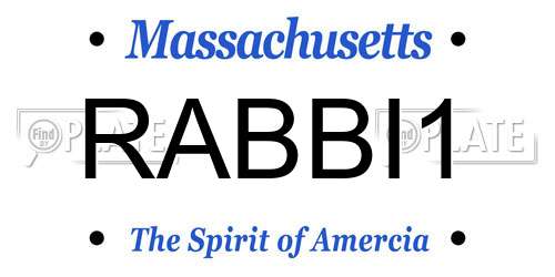 RABBI1 Massachusetts License Plate