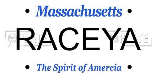 RACEYA Massachusetts License Plate
