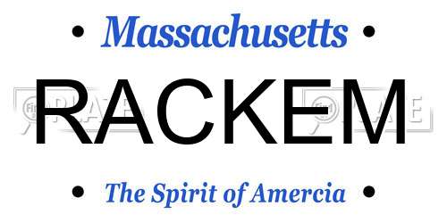 RACKEM Massachusetts License Plate