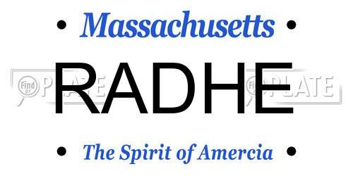 RADHE Massachusetts License Plate