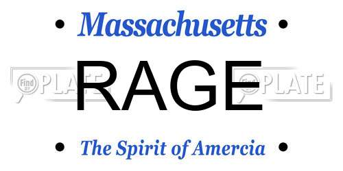RAGE Massachusetts License Plate