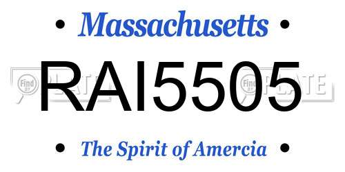 RAI5505 Massachusetts License Plate