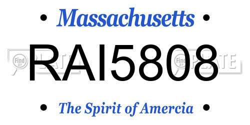 RAI5808 Massachusetts License Plate