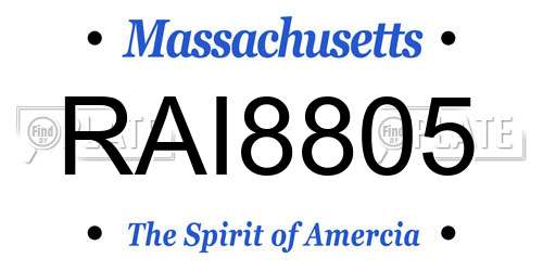 RAI8805 Massachusetts License Plate