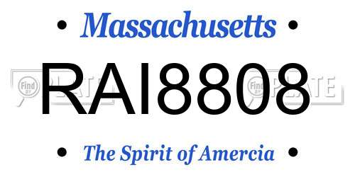 RAI8808 Massachusetts License Plate