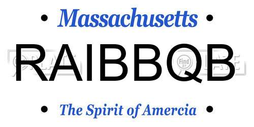 RAIBBQB Massachusetts License Plate