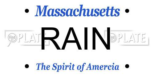 RAIN Massachusetts License Plate