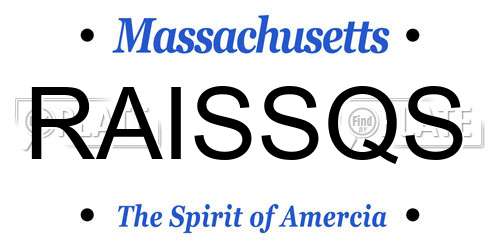 RAISSQS Massachusetts License Plate