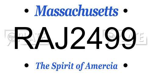 RAJ2499 Massachusetts License Plate