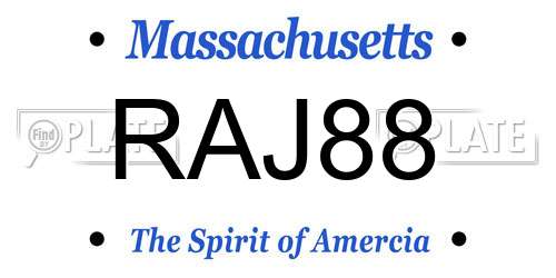 RAJ88 Massachusetts License Plate