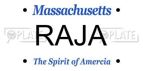 RAJA Massachusetts License Plate