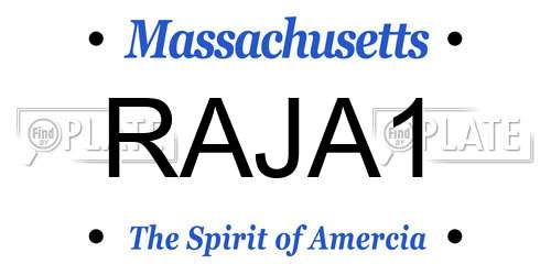RAJA1 Massachusetts License Plate