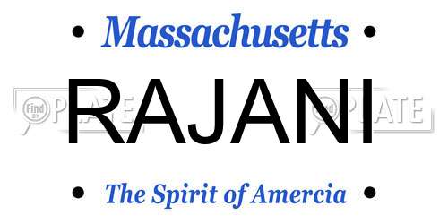 RAJANI Massachusetts License Plate